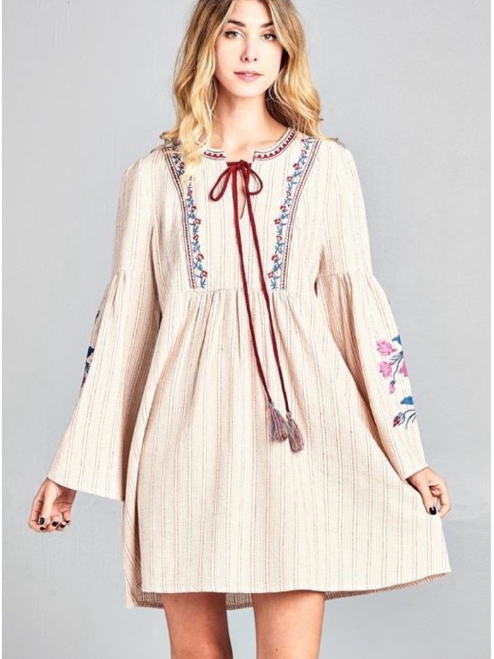 Cotton Bleu Boho Babydoll Dress -M